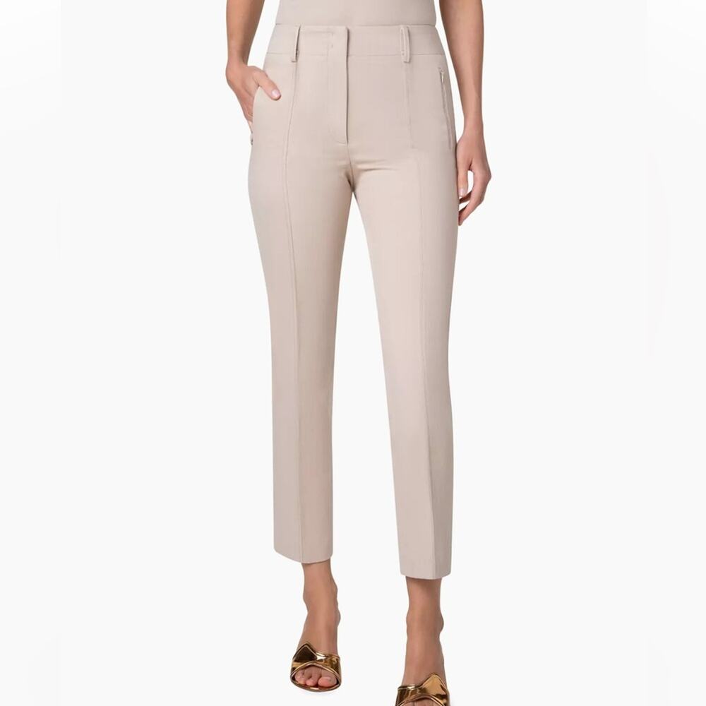 Akris Cotton & Mulberry Silk Slim Ankle Pants in Beige - Size 6 US